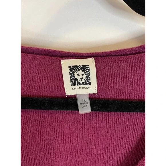 Anne Klein Women's V-Neck Long Sleeve Knit Pullover‎ Sweater Size 2X Plum - Picture 3 of 5